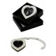 Handbag Hanger - Foldable Heart Shape Acrylic w /Rhinestones - Black